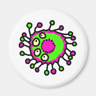 Green & Pink Cartoon Germ Magnet