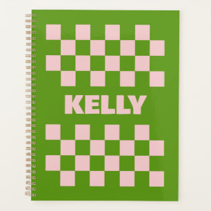 Green Pink Chequered Pattern for Organisation Planner