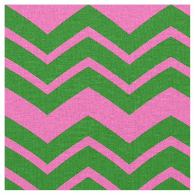 Green Pink Chevron Zigzag Design  Fabric (Close Up)