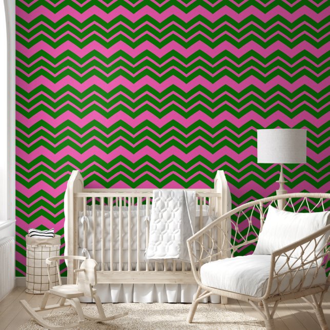 Green Pink Chevron Zigzag Design  Wallpaper (Kids)