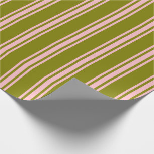 Green & Pink Coloured Lined/Striped Pattern Wrapping Paper