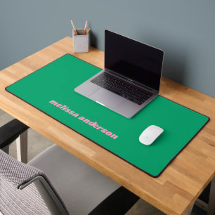 Green & Pink Custom Name Bold Trendy Colours Moder Desk Mat