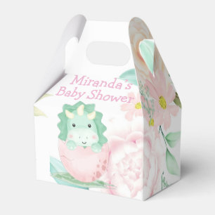 Green Pink Cute Dinosaur Peony Baby Shower Favour Box