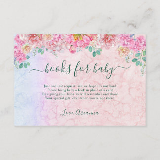 Green & Pink Delicate Watercolor books for baby Enclosure Card