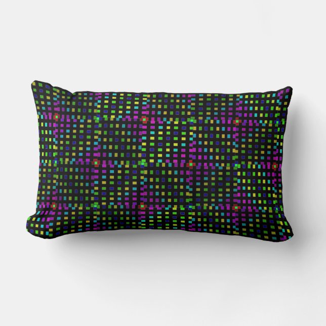 Green Pink Diamond Abstract Pattern, Lumbar Cushion (Front)