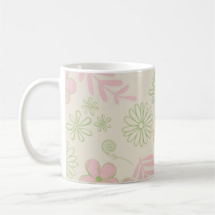 Green Pink Floral Whimsical Y2K Spring & Summer Coffee Mug