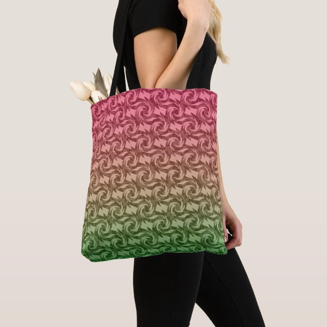 Green pink gradient tote bag (Close Up)