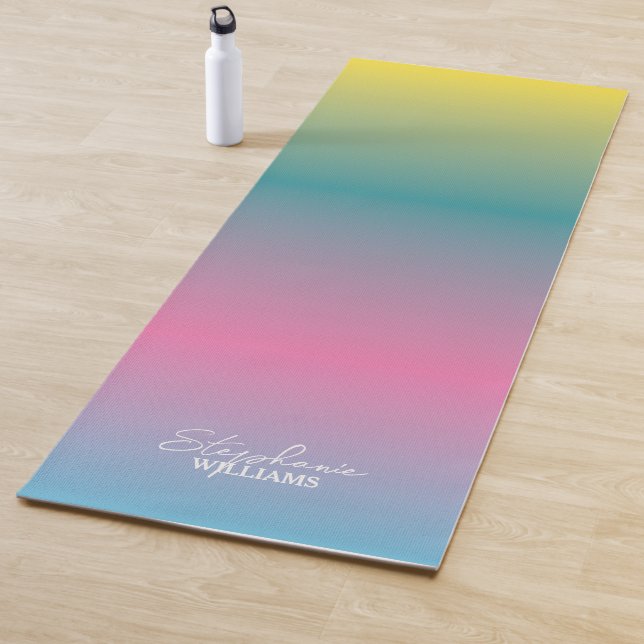 Green-Pink Gradient Yoga Mat with Custom Name (In Situ)