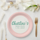 Green Pink Handwriting Retro Bridal Shower Paper Plate<br><div class="desc">Green Pink Handwriting Retro Bridal Shower</div>