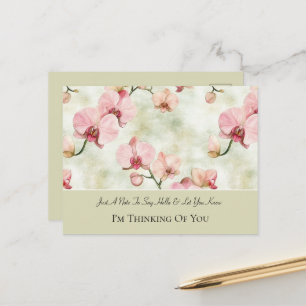 Green Pink Orchid Flowers Thinking of You Postcard