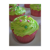 Green Pink party shower Cupcakes Postcards