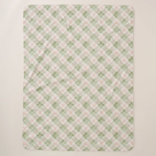 Green Pink Plaid Stripes Birthday Sherpa Blanket