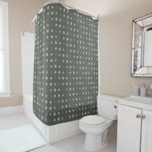 Green, pink, purple, blue dots shower curtain