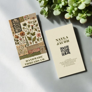 Green Pink Quilt and Patchwork Handmade Clothing  Business Card