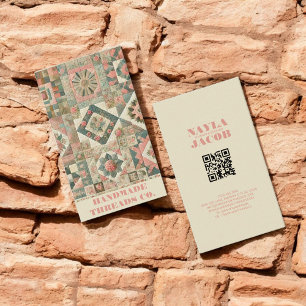 Green Pink Quilt and Patchwork Handmade Clothing  Business Card