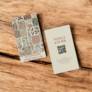 Green Pink Quilt and Patchwork Handmade Clothing Business Card