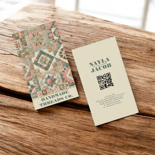 Green Pink Quilt and Patchwork Handmade Clothing  Business Card
