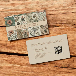 Green Pink Quilt and Patchwork Handmade Clothing Business Card