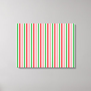 Green Pink Red White Horizontal Striped Colorful  Canvas Print