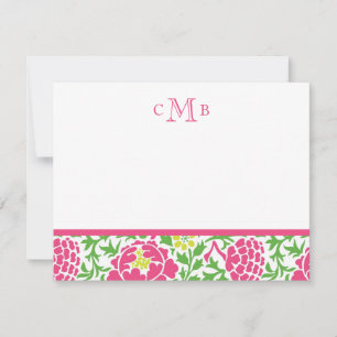 Green & Pink Retro Floral Damask