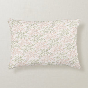 Green Pink Retro Vintage Leaf Pattern  Decorative Cushion