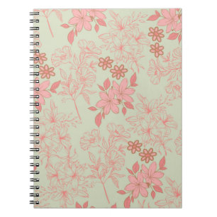 Green Pink Retro Y2K 70s Flower Pattern Notebook