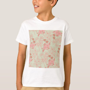 Green Pink Retro Y2K 70s Flower Pattern T-Shirt