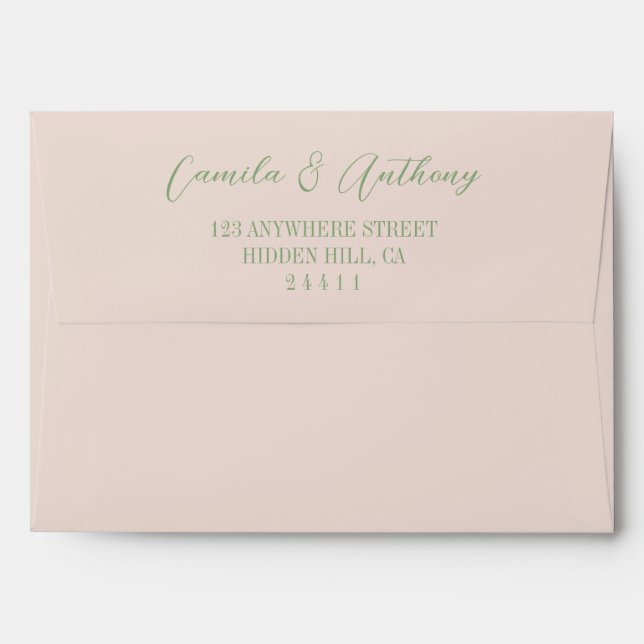 Green Pink Rose Retro Y2K 70s Flower Pattern Envelope (Back (Top Flap))