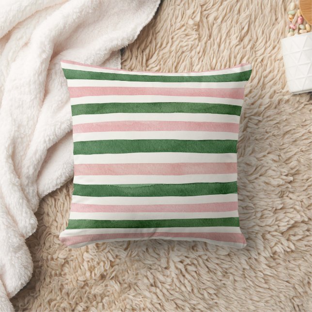 Green Pink Stripes Cushion (Blanket)