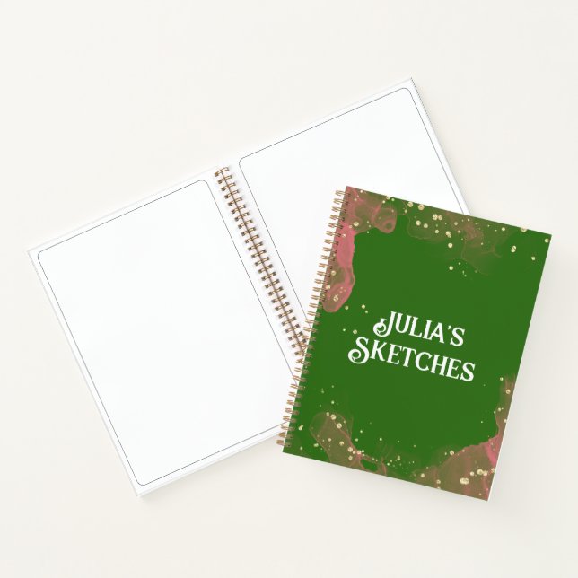 Green Pink Swirl Personalised Book for Sketching (Inside)