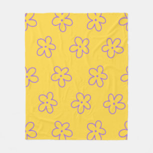 Green Pink Tropical Floral Botanical Spring Summer Fleece Blanket