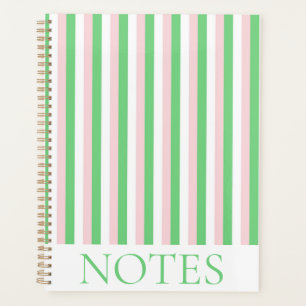 Green & Pink Vertical Stripe Modern Minimalist  Planner