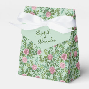 Green & Pink Vintage Wedding Floral Pastel Favour Box