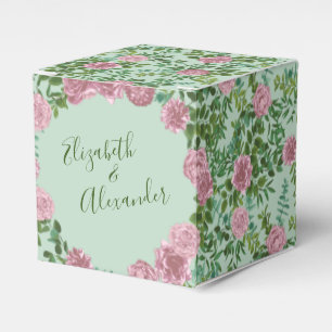 Green & Pink Vintage Wedding Floral Pastel Favour Box