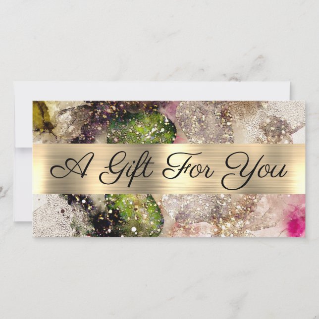 Green Pink Watercolor Gift Certificate (Front)