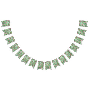 Green & Pink Wedding Pastel Floral Bunting