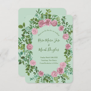 Green & Pink Wedding Pastel Floral Invitation