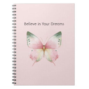 Green Pink White Mint Butterfly Notebook