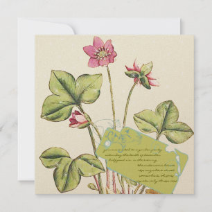 Green & Pink Wild Flower Dinner Invitations