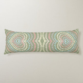 green pink yellow blue Concentric Hearts Rainbow Body Cushion