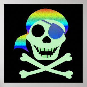 Green Pirate Skull Poster