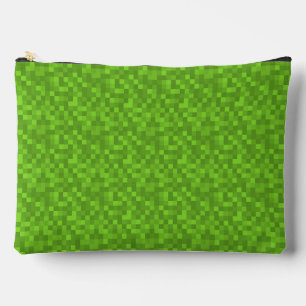 Green Pixel Pattern Retro 8-Bit Gaming Accessory Pouch