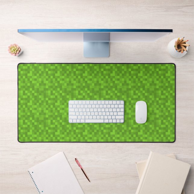 Green Pixel Pattern Retro 8-Bit Gaming Desk Mat (Office 1)