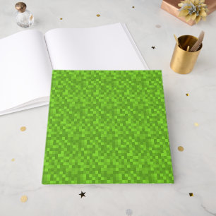 Green Pixel Pattern Retro 8-Bit Gaming Guest Book