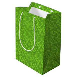 Green Pixel Pattern Retro 8-Bit Gaming Medium Gift Bag