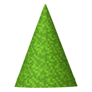 Green Pixel Pattern Retro 8-Bit Gaming Party Hat