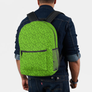 Green Pixel Pattern Retro 8-Bit Gaming Printed Backpack