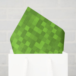 Green Pixel Pattern Retro 8-Bit Gaming Tissue Paper