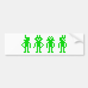 Green pixel robots bumper sticker