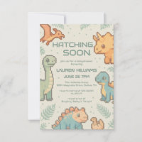 Green Pixelated Dinosaur Baby Shower party boy